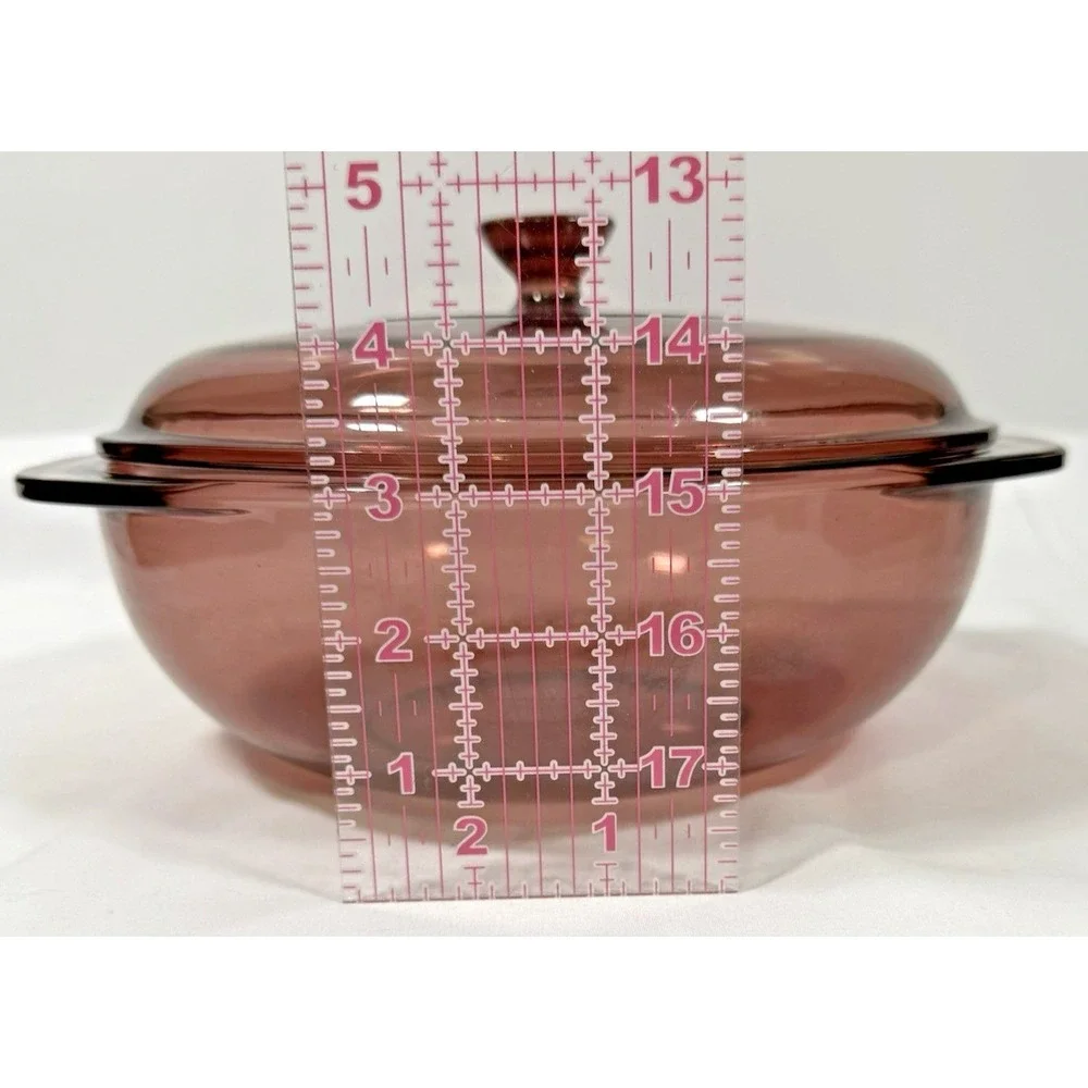 Pyrex Casserole Dish 2qt Cranberry Plum Glass Round Lid 024 Vintage USA